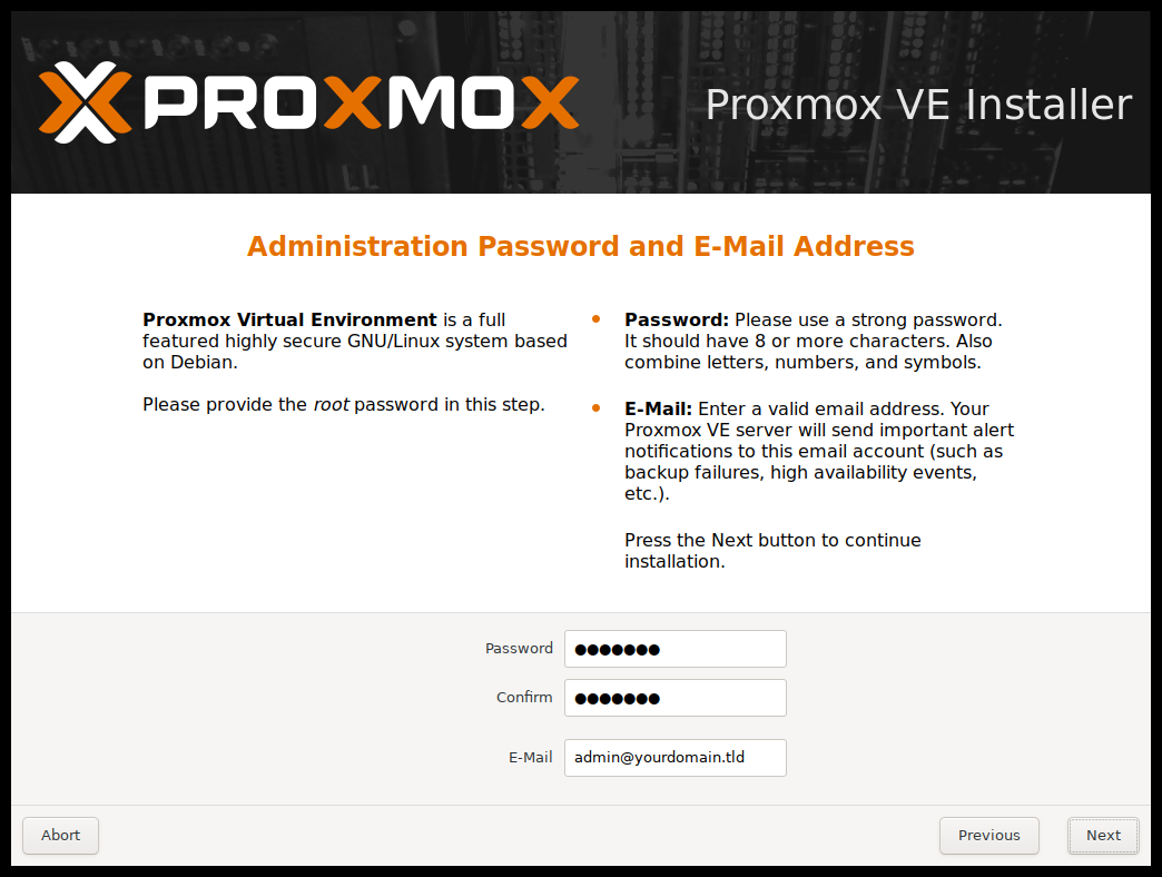 PVE Password Setup